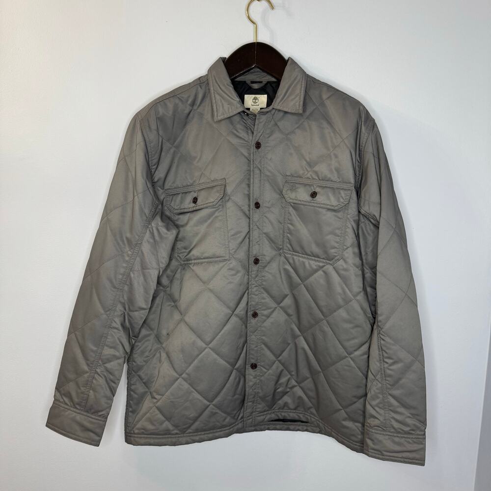 Timberland Mill Brook Quilted Over-shirt Button Front Jacket Gray Men's XL